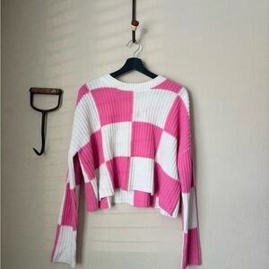 Pink and White knit sweater